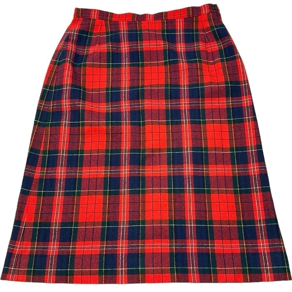 Vintage‎ Pendleton Tartan Wool Plaid Midi A-Line Skirt Sz 16 Christmas Academia